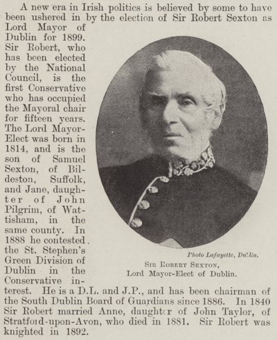 Sir Robert Sexton, zvolený primátor Dublinu od English Photographer