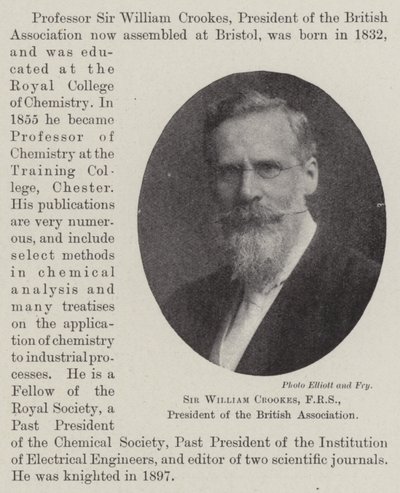 Sir William Crookes, FRS, prezident Britské asociace od English Photographer