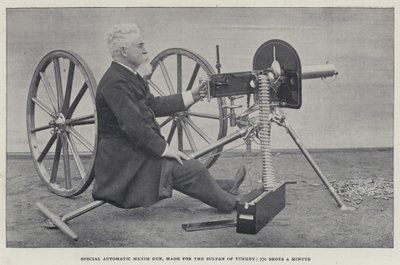 Speciální automatická pistole Maxim, vyrobená pro tureckého sultána, 770 výstřelů za minutu (černobílá fotografie) od English Photographer