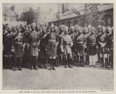 Štábní důstojníci indické armády, tvořící součást indického kontingentu pro jubilejní procesí od English Photographer