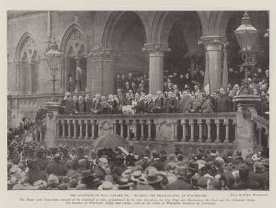 Přistoupení krále Edwarda VII., čtení Proklamace ve Winchesteru od English Photographer