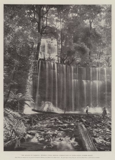Advance of Tasmánie, Russells Falls, ukazující průměrný průtok vody během letní sezóny od English Photographer