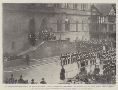 Cheshire Regiment opouští své barvy se starostou Chesteru pro bezpečnou úschovu, pluk jde do aktivní služby do Jižní Afriky od English Photographer