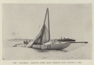 Columbia, ukazující ocelový stožár unesený 2. srpna 1899 od English Photographer