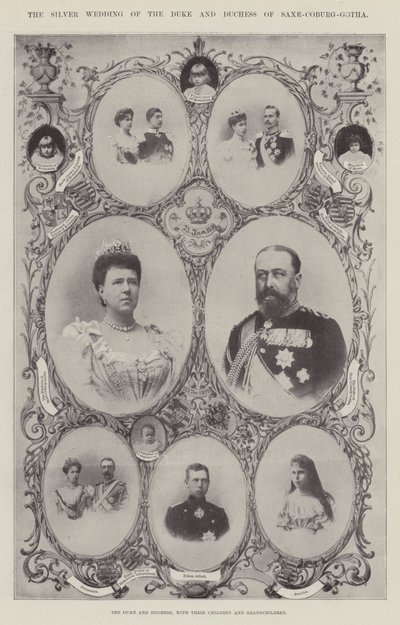 Vévoda a vévodkyně ze Saxe-Coburg-Gotha se svými dětmi a vnoučaty od English Photographer