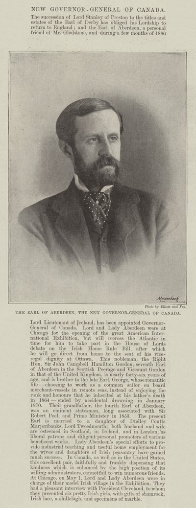 Hrabě z Aberdeenu, nový generální guvernér Kanady od English Photographer