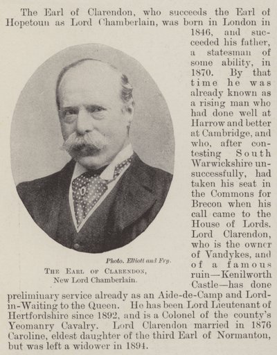 Hrabě z Clarendonu, nový lord Chamberlain od English Photographer
