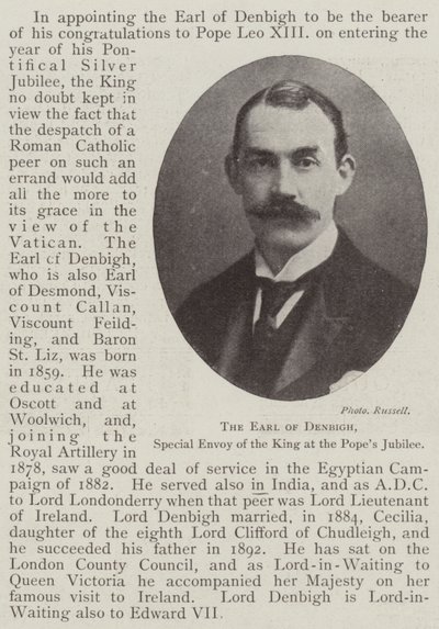 Hrabě z Denbighu, zvláštní vyslanec krále při papežském jubileu od English Photographer