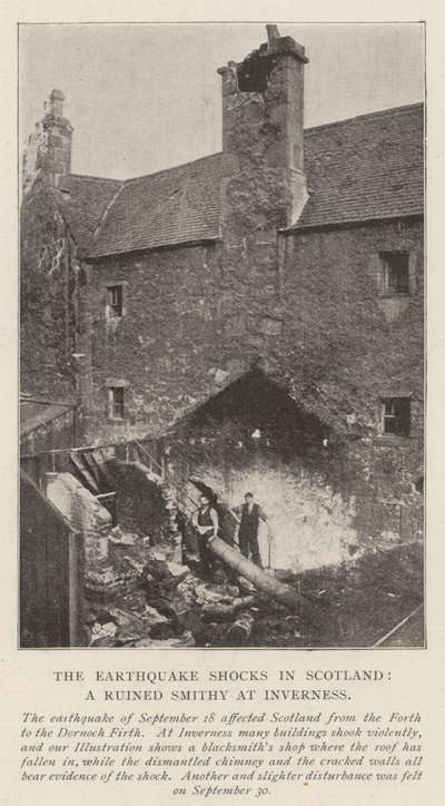 Zemětřesení ve Skotsku, zničená kovárna v Inverness od English Photographer