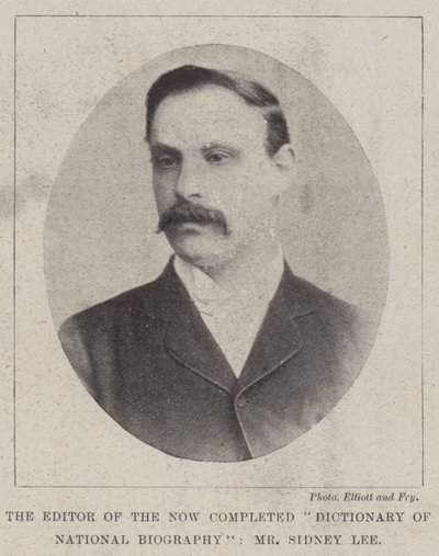 Redaktor Now Completed Dictionary of National Biography, pan Sidney Lee od English Photographer