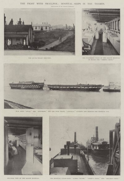 Boj s neštovicemi, nemocniční lodě v Temži od English Photographer