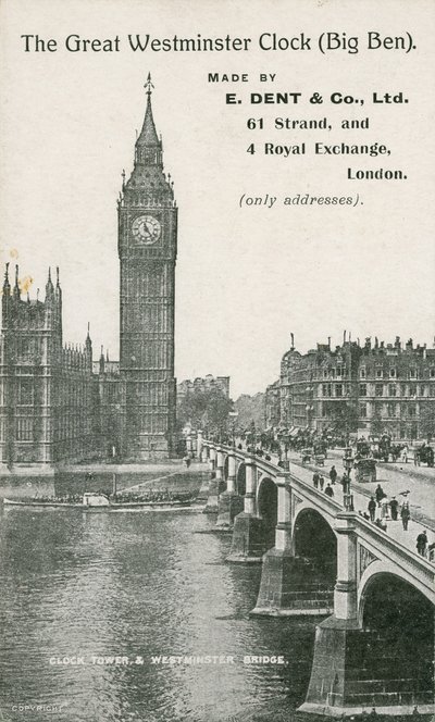 The Great Westminster Clock, Big Ben, Made by E Dent und Co Ltd od English Photographer