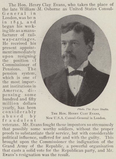 Ctihodný Henry Clay Evans, nový generální konzul USA v Londýně od English Photographer