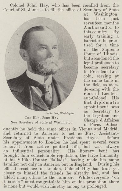 Ctihodný John Hay, nový ministr zahraničí ve Washingtonu od English Photographer
