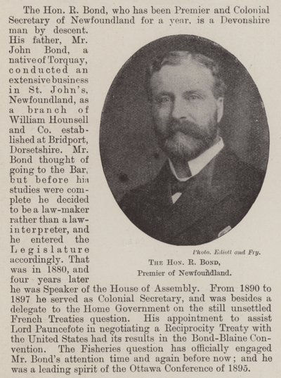 Ctihodný R Bond, premiér Newfoundlandu od English Photographer