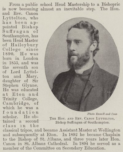 Ctihodný a reverend Canon Lyttelton, biskup Suffragan ze Southamptonu od English Photographer