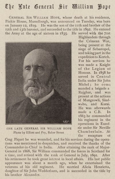 Zesnulý generál Sir William Hope od English Photographer