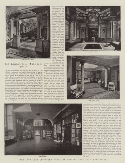 The Late Lord Leightons House, v Holland Park Road, Kensington od English Photographer