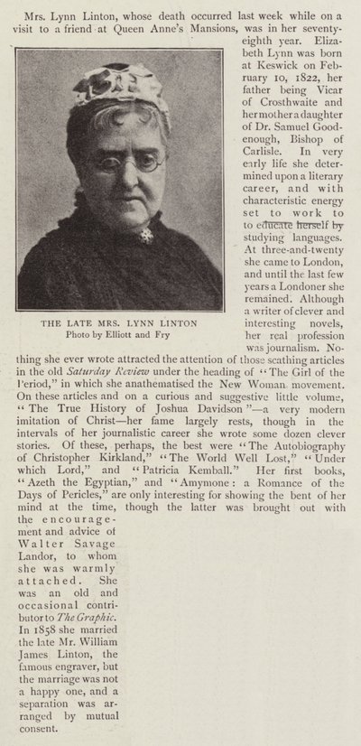 Zesnulá paní Lynn Lintonová od English Photographer
