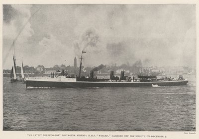 Neštěstí nejnovějšího torpédoborce, HMS Wizard, poškozeno u Portsmouthu dne 5. od English Photographer