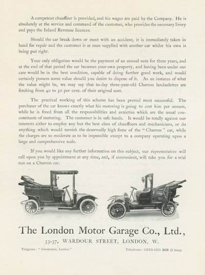 Společnost London Motor Garage Co od English Photographer