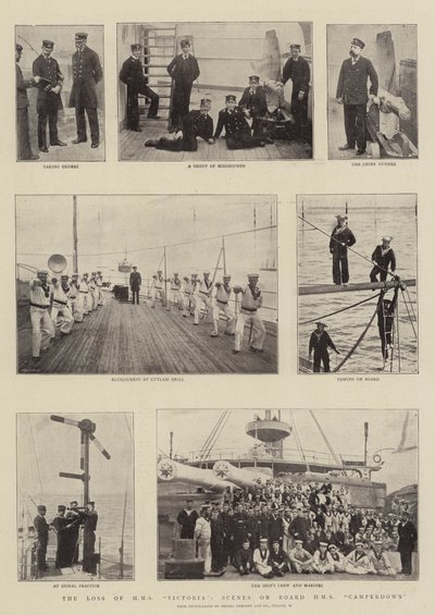 Ztráta HMS Victoria, scény na palubě HMS Camperdown od English Photographer