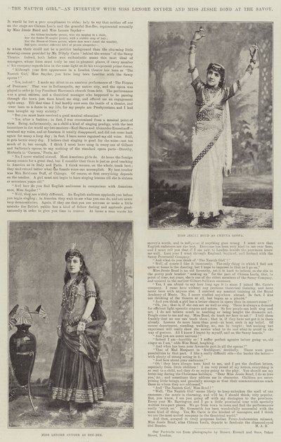The Nautch Girl, rozhovor se slečnou Lenore Snyderovou a slečnou Jessie Bondovou v Savoy od English Photographer