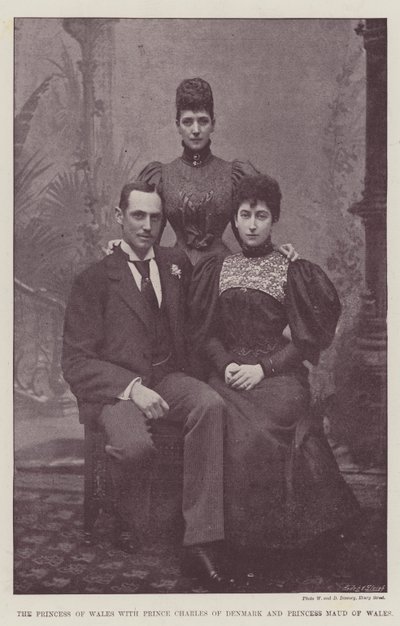 Princezna z Walesu s princem Charlesem z Dánska a princeznou Maud z Walesu od English Photographer