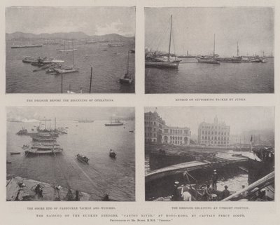 The Raising of the Sunken Dredger, Canton River, v Hong-Kong, kapitán Percy Scott od English Photographer