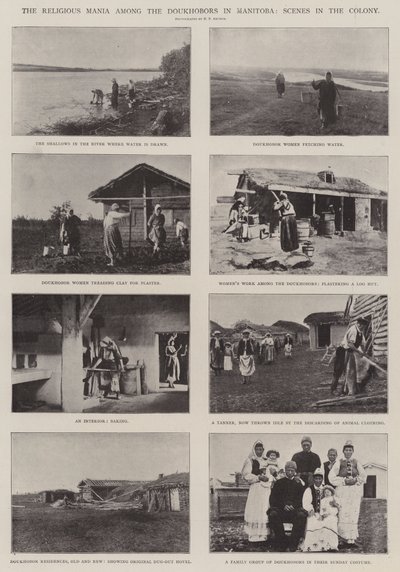 Náboženská mánie mezi Doukhobory v Manitobě, scény v kolonii od English Photographer