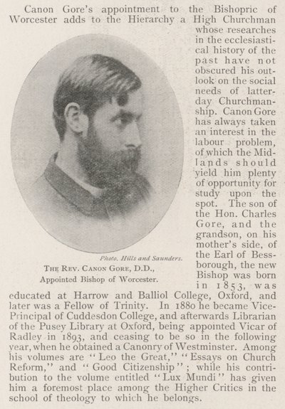 Reverend Canon Gore, DD, jmenoval biskupa Worcesteru od English Photographer