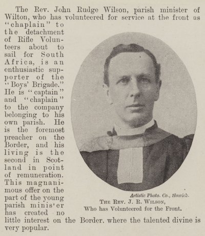 Reverend JR Wilson, který se dobrovolně přihlásil na frontu od English Photographer