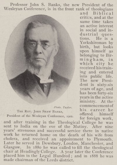 Reverend John Shaw Banks, prezident Wesleyan Conference, 1902 od English Photographer