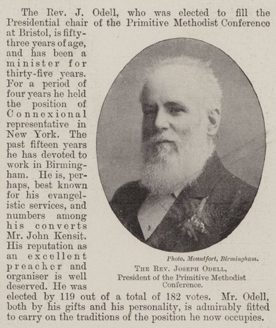 Reverend Joseph Odell, předseda Primitivní metodistické konference od English Photographer