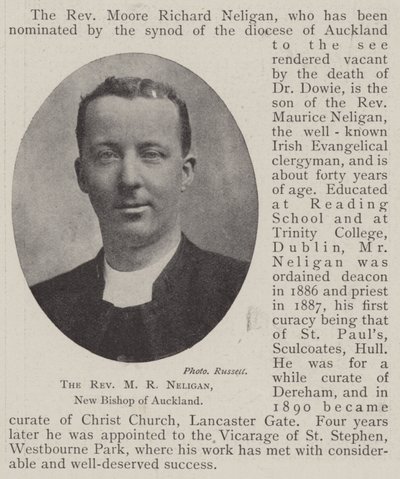 Reverend M R Neligan, nový biskup z Aucklandu od English Photographer