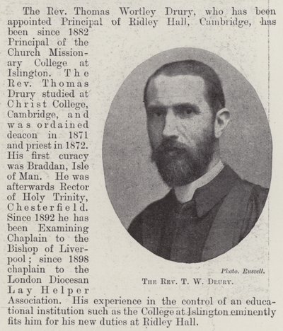Reverend T W Drury od English Photographer