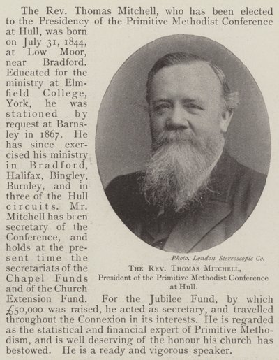 Reverend Thomas Mitchell, předseda Primitivní metodistické konference v Hullu od English Photographer
