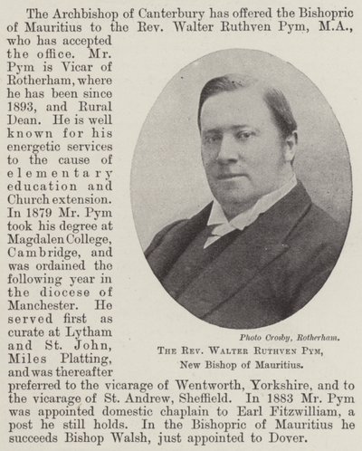 Reverend Walter Ruthven Pym, nový biskup Mauricia od English Photographer