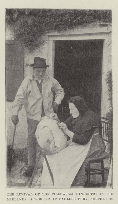 The Revival of the Pillow-Lace Industry in Midlands, Worker at Paulers Pury, Northants od English Photographer