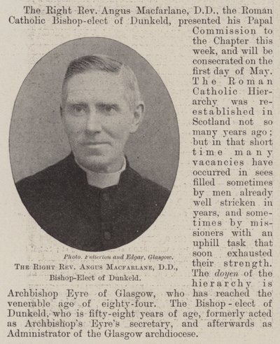Správný reverend Angus Macfarlane, DD, zvolený biskup z Dunkeldu od English Photographer