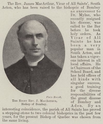 Správný reverend J MacArthur, biskup z Bombaje od English Photographer
