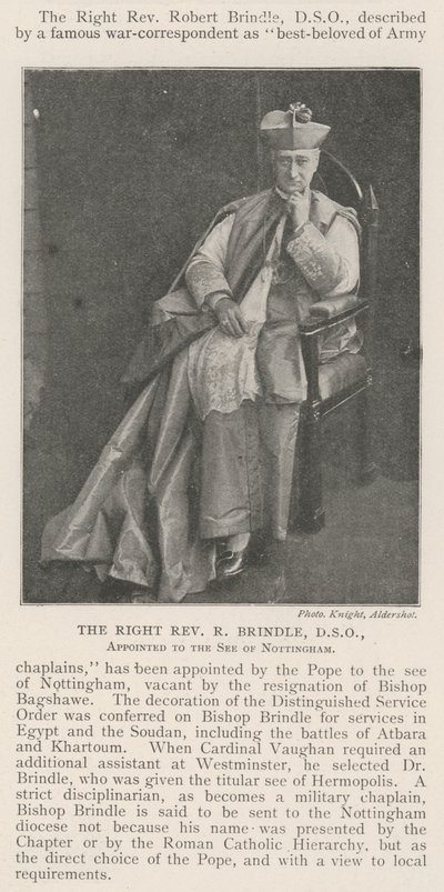 Pravý reverend R Brindle, DSO, jmenován do Nottinghamského stolce od English Photographer
