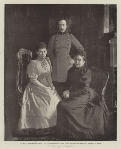 Královský sňatek v Berlíně, císařovna Fridrich a princ a princezna Frederick Charles Hesenští od English Photographer