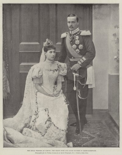 Královská svatba v Coburgu, velkovévoda a velkovévodkyně z Hesse-Darmstadtu od English Photographer