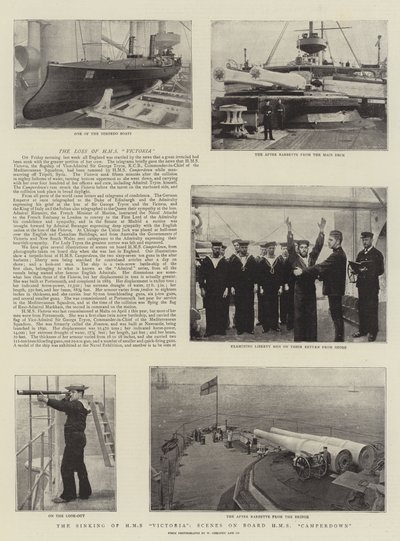 Potopení HMS Victoria, scény na palubě HMS Camperdown od English Photographer