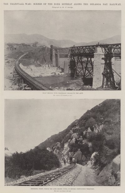 Transvaalská válka, scény búrského ústupu podél železnice Delagoa Bay od English Photographer