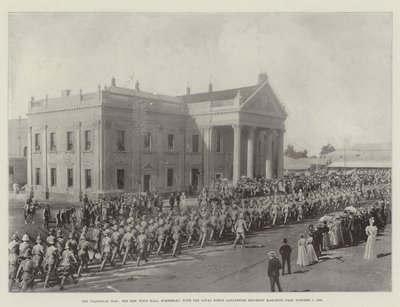 Transvaalská válka, New Town Hall, Kimberley, kolem pochodu Loyal North Lancashire Regiment, 7. října 1899 od English Photographer