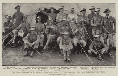 Válka, plukovník RS Baden-Powell a někteří důstojníci, kteří brání Mafeking od English Photographer