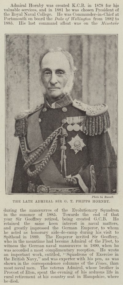 Zesnulý admirál Sir G T Phipps Hornby od English Photographer