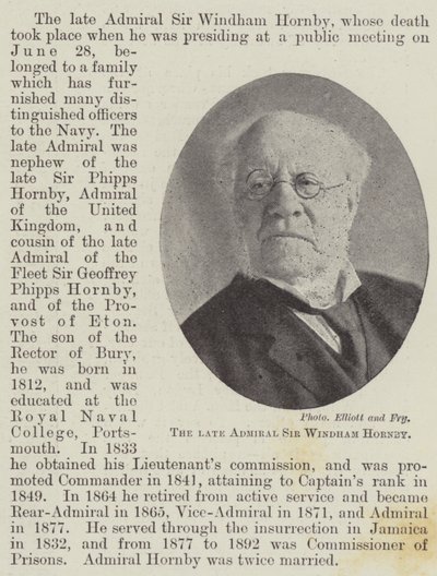 Zesnulý admirál Sir Windham Hornby od English Photographer